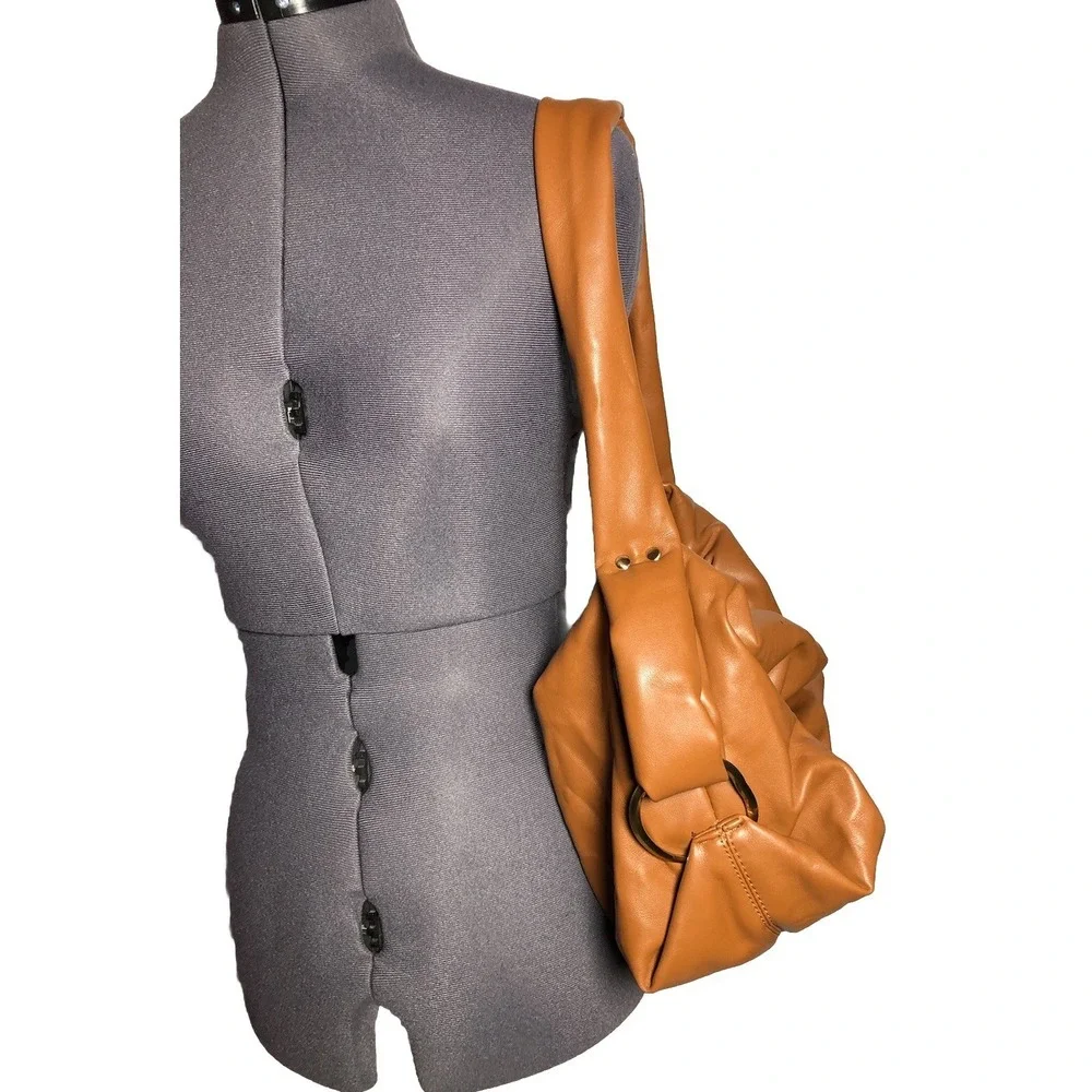 Y2K Style Slouchy Hobo Bag Brown‎ Faux Leather Oversized Shoulder